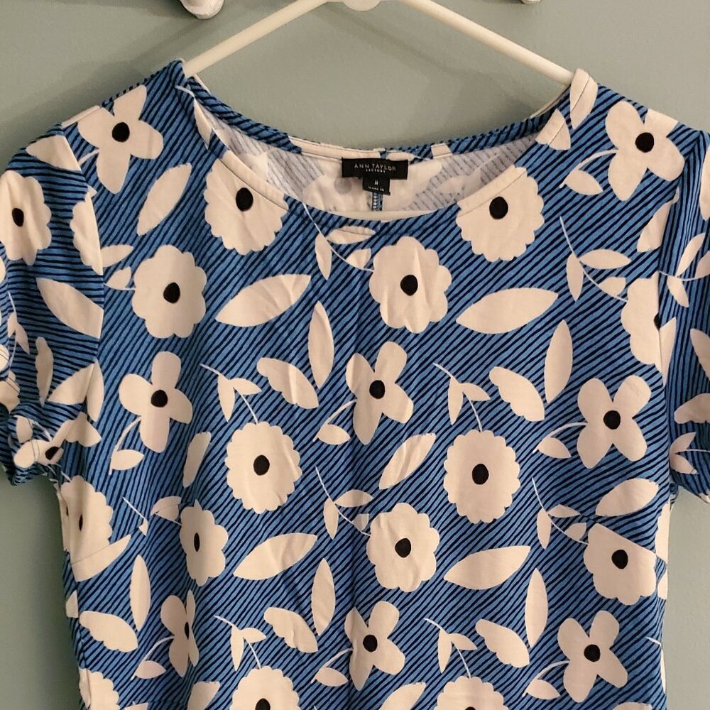 Ann Taylor Factory Peplum Knit Top Tee Size M